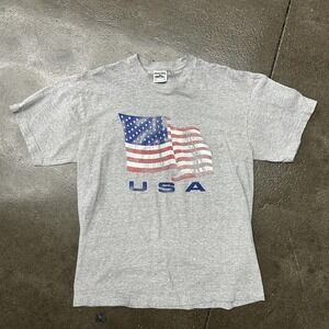 USA Flag Shirt Mens Large Gray Briar Creek Sportswear Patriotic Graphic Tee